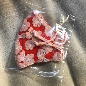 Lele Sadoughi coral embroidered mask (unopened)